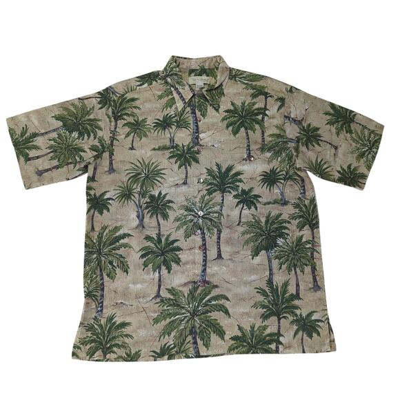 Tori Richard Honolulu Tropical Palm Tree Short Sleeve Button-down Shirt Sz Large - Picture 1 of 8